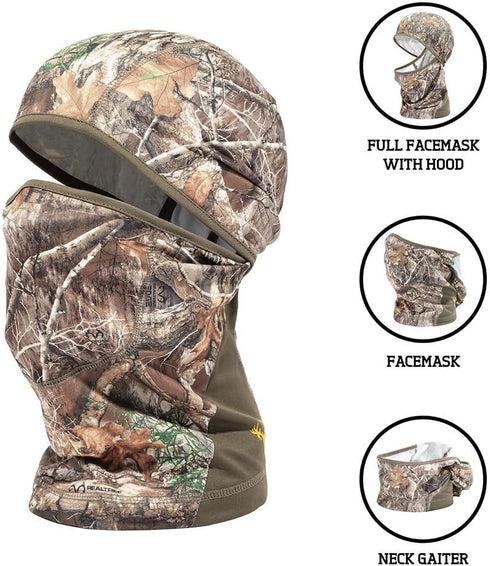HOT SHOT Men's Grouse Stretch Polyester Convertible Balaclava, Realtree Edge, One Size...