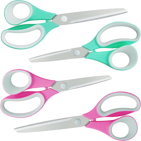 Scissors,Craft Scissors Bulk Pack of 4,Ultra Sharp Blade Scissors,Comfort-Grip Handles,Multipurpose Sharp Scissors for Office Home School Sewing F...