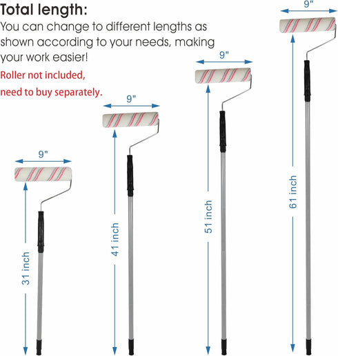 House Paint Roller Pole 4 FT Stainless Steel Pole New Splicing Rod Home Painting Supplies for Painting Walls and Ceilings House Paint Roller Pole(...