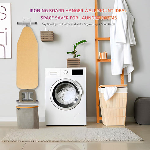 BiJun Ironing Board Holder Wall Mount, Ironing Board Hanger with 5 Inch Length, Iron Board Hook Wall Mount for Laundry Rooms (White)...