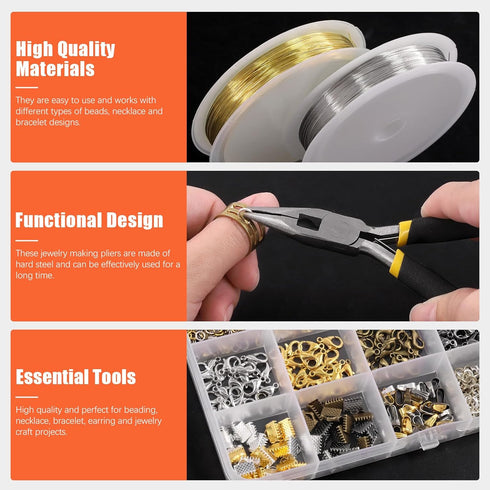 Tanstic 1467Pcs Jewelry Making Supplies Kit, Jewelry Making Kit with Jewelry Pliers, Jump Rings, Copper Wires, Jewelry Findings Supplies, Tweezer,...