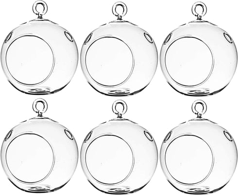 WGV Hanging Terrarium Globe, Width 3", Height 4", DIY Air Succulent Planter, Clear Glass Vase Orb with Flat Bottom, Candle Holder for Windowsill O...