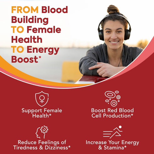Iron Supplement, Iron Bisglycinate with Folate, Vitamin C, B6, B12, 5-in-1 Blood Support, Gentle on Stomach, Once Daily, Vegan, 60 Capsules...