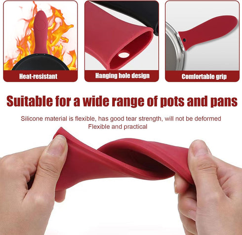 2 Pack Silicone Pan Handle Sleeve, Heat Resistant Cast Iron Skillet Handle Covers for Pots and Pans, Assist Handle Holder Grip for Kitchen Frying ...