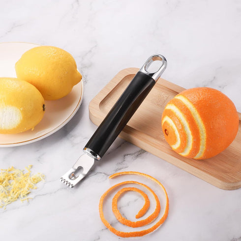 Channel Knife, 2-in-1 Lemon Twist Peeler Stainless Steel Lemon Peeler Zester Bar Tool Cocktail Garnish Citrus Lemon Rind Zester Tool for Kitchen B...