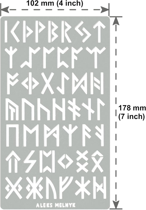Aleks Melnyk No.35 Metal Stencil, Elder Futhark Runes, Ancient Alphabet, Sigil Magic Alphabet Stencil 1 PC, Template for Wood Burning, Pyrography ...