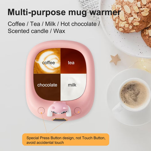 Cute Cat Coffee Mug Beverage Warmer, Electric Cup Warmer for Milk Tea Water fit Desk Home Office, Candle Warmer Plate with 3 Temp. Setting Up to 1...