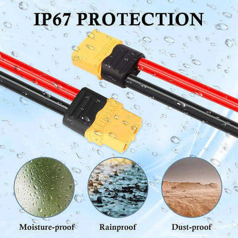 2PCS XT60 Extension Cable 10AWG 3FT XT60 to XT60 Cable with Male to Female Connector for Portable Power Station Solar Panel RC Battery...
