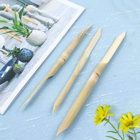 AUEAR, 3 Pack Bamboo Double Head Pointed Stylus Pen Bamboo Reed Pens Pottery Ceramic Shaping Tools Polymer Clay Tool......