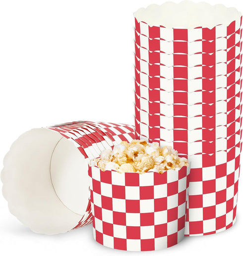 100Pcs Red Plaid Paper Baking Cups White Red Checkered Cupcake Wrappers Scalloped Edge Cupcake Muffin Cases for Party Supplies...