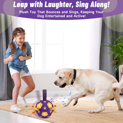 Interactive Dog Toys Soccer Ball - Bouncing Ball for Dogs, Jumping Dog Balls with Recording and Music Modes, Dog Birthday Toy, Rechargeable Moving...