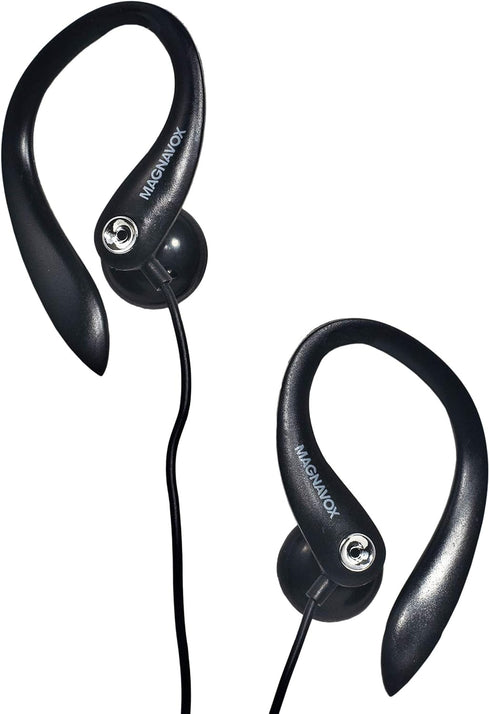Magnavox MHP4854-BK Earhook Earbuds With Microphone in Black | Available in Black & White | Extra Value Comfort Stereo | Durable Rubberized Cable...