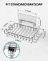 Nieifi Bar Soap Holder for Shower Wall with 4 Hooks, Stainless Steel Adhesive Soap Dish for Bathroom, Silver...