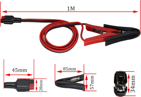 HCFeng12AWG 45A (an-der-Son) Plug to Alligator Clip Cable Solar Connector to Alligator Clip Cable Alligator Clip to 45A Battery Plug Cable for Sol...
