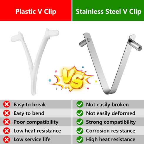 12Pcs Pool Pole Clips-Stainless Steel Pool Attachment V-Clip-Universal Butterfly Pool Clip for Pool Telescopic Rod,Swimming Pool Spa Brush,Leaf Sk...