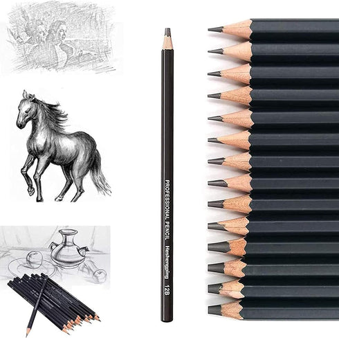Heshengping Drawing Sketch Pencil Set 14pcs Sketching Pencils 12B 10B 8B 7B 6B 5B 4B 3B 2B B HB 2H 4H 6H Graphite Pencils for Kid Adults Artists S...