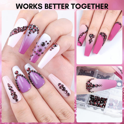 Makartt Dark Purple Nail Rhinestone Flatback Rhinestone Round Amethyst Crystal Glass Nail Charms Diamonds Nail Jewels Rhinestones for DIY Crafts M...