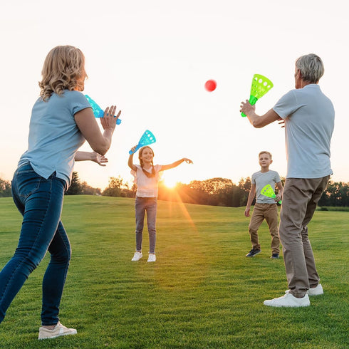 Duckura Outdoor Indoor Game Activities for Kids, Pop-Pass-Catch Ball Game with 4 Catch Launcher Baskets and 24 Balls, Birthday Party Favors Gifts ...