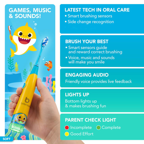 BriteBrush™ - Interactive Smart Kids Toothbrush featuring Baby Shark...