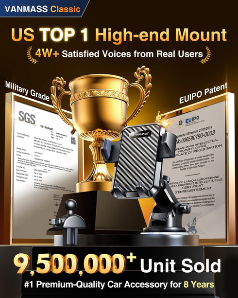 VANMASS ?65+LBS Strongest Suction & Military-Grade 2024 Ultimate Car Phone Mount?Patent & Safety Certs? Cell Phone Holder Truck Stand for Dashboar...