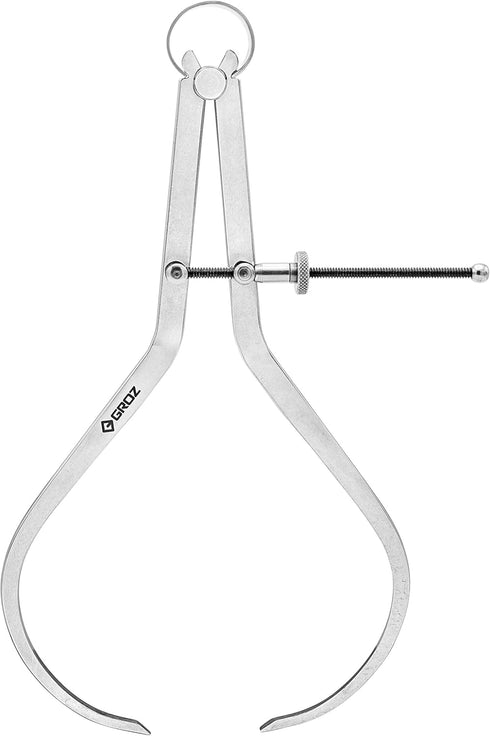 Groz 01414 10" Spring Outside Caliper, Matte Finish, with Solid Nut...