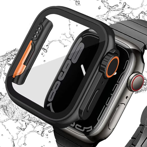 Apple Watch Waterproof Case Compatible for Apple Watch SE 4 5 6 7 8 45MM 44MM 41MM 40MM with Tempered Glass Screen Protector, Full Protection PC M...