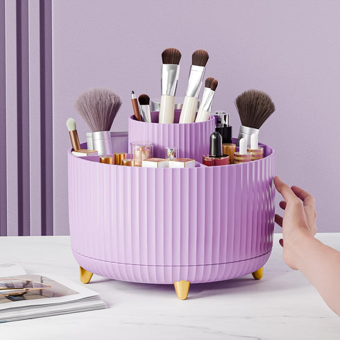 360° Rotate Makeup Brush Holder Organizer, Makeup Organizers Countertop, Makeup organization and Skincare Storage for Vanity, Desktop, Bathroom (P...
