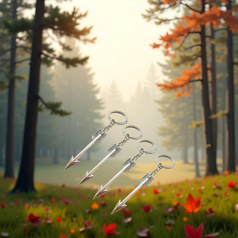 4Pcs Silver Bow and Arrow Key chain Arrow Keyring Boho Keychain Archer Gift Crossbow Bow Jewelry Archery Beading and Jewelry Findings Men's Keyrin...