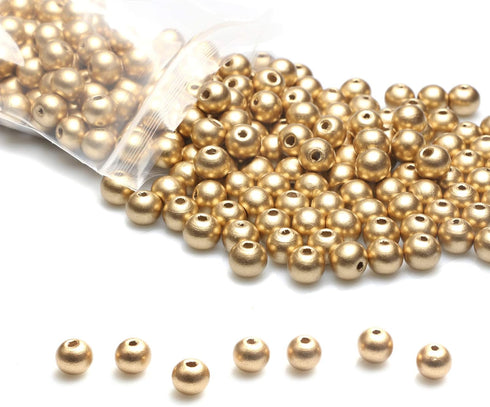 300pcs 10mm Gold Wood Beads Round Ball Wooden Loose Beads for Necklace Bracelet Home Decor (3mm Hole)...
