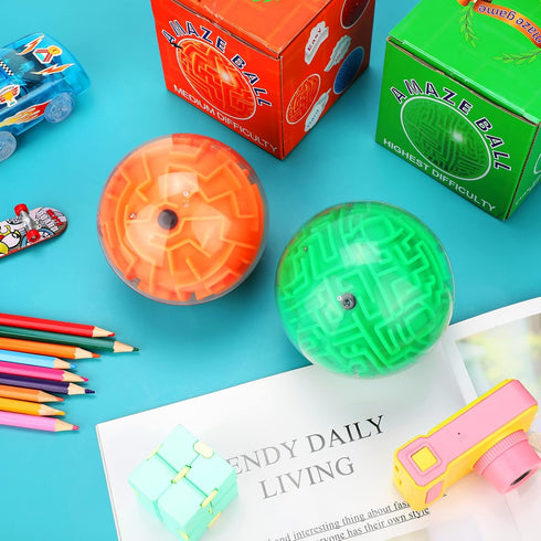 2 Pieces Maze Ball 3D Maze Puzzle Brain Teasers Games Gravity 3D Maze Ball 4 Inches Puzzle Toy Maze Puzzle Cube Ball Sphere Educational Toys for S...