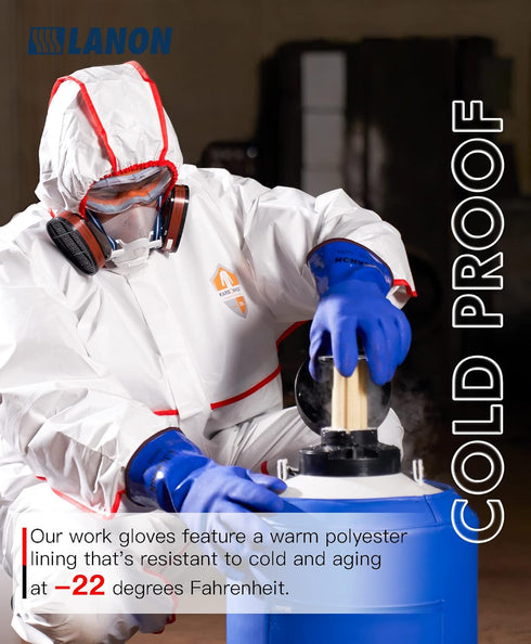 LANON PVC Coated Cold Proof Heavy Duty Gloves, Waterproof Warm Work Gloves for Freezer Work, Chemical & Oil Resistant, Non-Slip, XL...