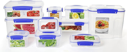 Sistema KLIP IT Rectangular Collection Split Food Storage Container, Small, 11.8 oz./0.3 L, Clear/Blue...