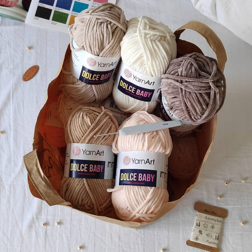 Yarnart Dolce Baby Yarn by yarnart Soft Chenille Velvet Medium Moyen Medio Yarn Blanket amigurumi Crochet Yarn 50 gram (1.76 oz) 93 Yards (745)......