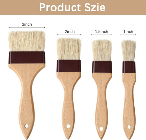 Boao 4 Pieces Pastry Brushes Baking Basting Brush with Natural Bristle BBQ Oil Brush Wooden Handle Food Brush for Cooking Butter Egg Kitchen Brush...