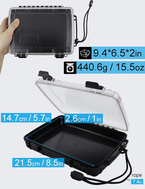 Waterproof Dry Box Case Watertight Storage Containers for Kayaking & Boating Floating Fishing Tackle Tray Boxes (Black)...