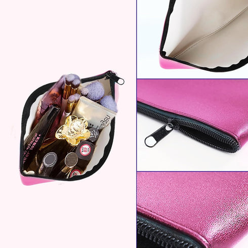 Small Makeup Bag for Purse, PU Leather Pouch Bags for Cosmetic Purse Cute Make Up Toiletry Pouch for Skincare Travel Purses Traveling Storage Orga...
