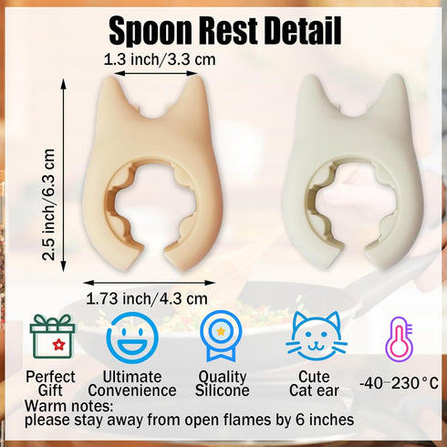 Spoon Rest for Cooking - 2pcs Wok Spatula Holder Silicone Adjustable Kitchen Utensil Rest for Pot Boil Over Spill Stopper Kitchen Gift Gadgets...