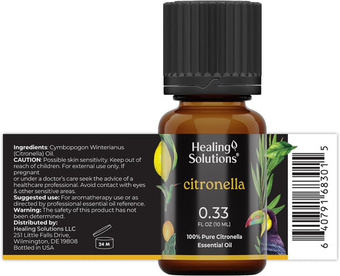 Healing Solutions Citronella Essential Oil - 0.33 Fluid Ounces...