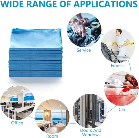 12 Pcs Microfiber Glass and Window Cleaning Cloths,12" x 12" Lint Free Streakless Buff Polishing Cloth,Quickly Clean Windows, Windshields, Mirrors...