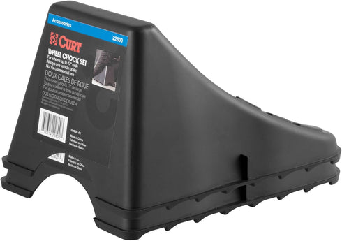CURT 22800 Black Plastic Wheel Chocks, Vehicle, Trailer, Truck, RV, 2-Pack...