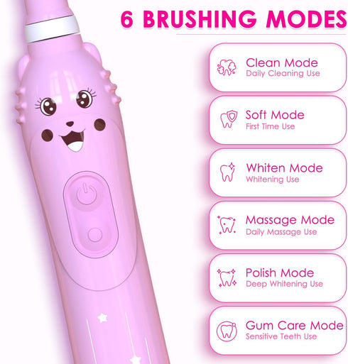 Kids Sonic Electric Toothbrush, Rechargeable Smart Toothbrush for Children, Toothbrush for Toddlers Boys Girls Age 3-12 with 30s Reminder, 2 Mins ...
