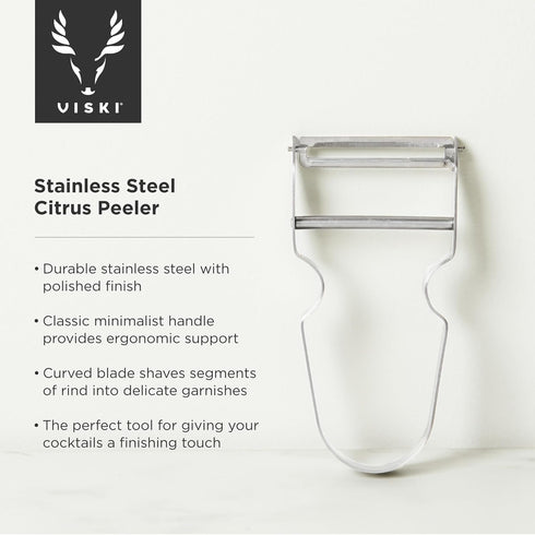 Viski Citrus Peeler Tool, Fruit Peeler for Cocktails, Bar Peeler Stainless Steel, Lemon Peeler, Professional Grade Cocktail Peeler, Bartender Tool...