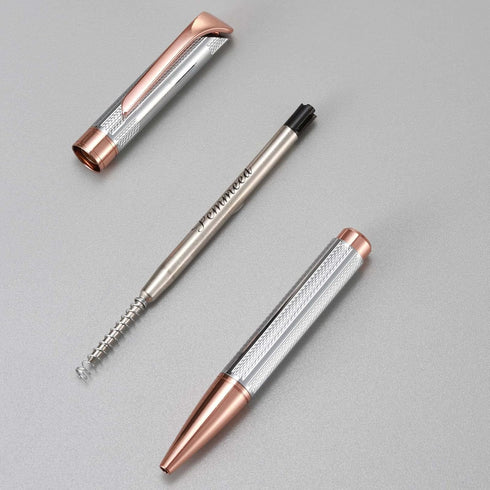 Ballpoint Pen with Gift Box, Retractable Pen for Men Women Executive Business Office School Supplies, Refillable 1.0mm Black Ink B5 (Rose Gold+Sil...