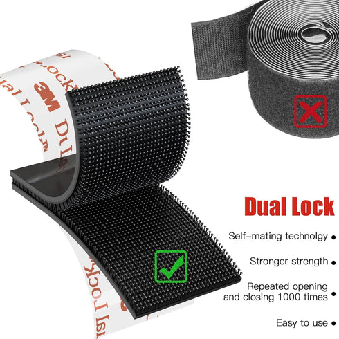 Dual Lock Reclosable Fasteners, 1" x 3.3ft Heavy Duty Mounting Tape with Adhesive Black Fastener 400 for Indoor/Outdoor Use(Self-Mating)...