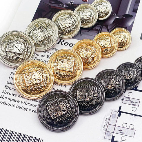 Wakauto 30Pcs Antique Metal Buttons with Round Vintage Sewing Buttons Coats Buttons Jacket Buttons Metal Blazer Button Set for DIY Craft (Black)...