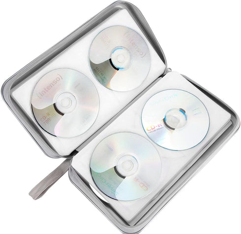 CD Case holder, 80 Capacity CD/DVD Case Holders Wallet Hard Plastic CD DVD Disc Cases Storage Binder for Car Home Office Travel (Grey)...