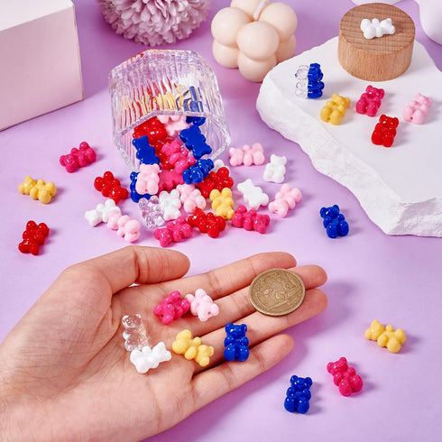 70Pcs Acrylic Gummy Bear Beads Cute Animal Beads 7 Colors Fake Gummy Bear Bracelet Beads Flat Back Kandi Candy Beads for Crafts DIY Jewelry Making...