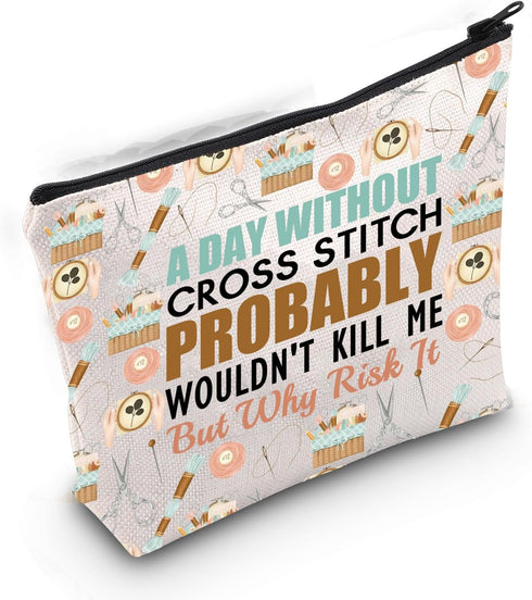 Gzrlyf Cross Stitch Kit Makeup Bag Sewing Cross Stitching Lover Gift Crafter Cross Stitch Project Cosmetic Bag (WITHOUT CROSS STITCH)...