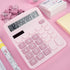 Cute Pink Desktop Calculator with Big Buttons, Dual Power Source, Solar and Battery, Large LCD Display, 2 Pack Desk Calculator- Perfect for Basic ...