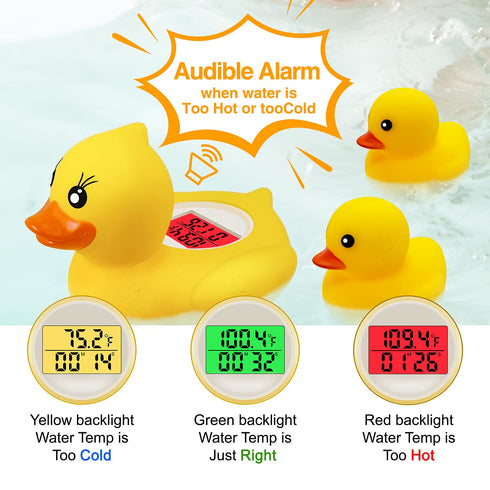 Baby Bath Thermometer (Sponge Upgraded Set),The Infant Baby Bath Floating Toy Safety Temperature Duck Thermometer...